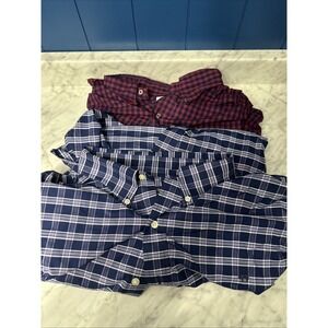 2 Brooks Brothers Non Iron The Original Polo Shirt Mens 3XL White Check Stretch